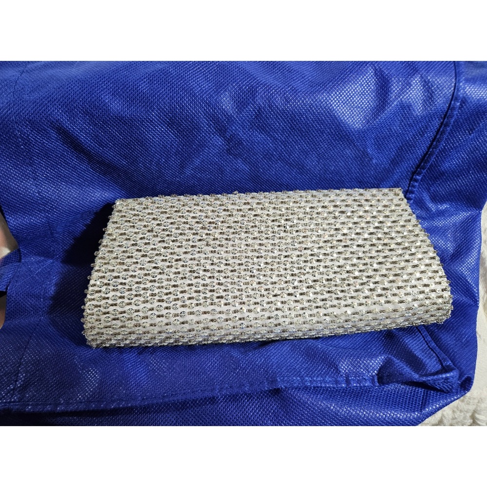 Vintage Camille la vie Beaded Evening Clutch Bag Silver Elegant Party Prom Purse